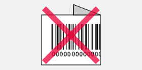 イメージ：バーコードシールが折れ、全体が見えなくなっている